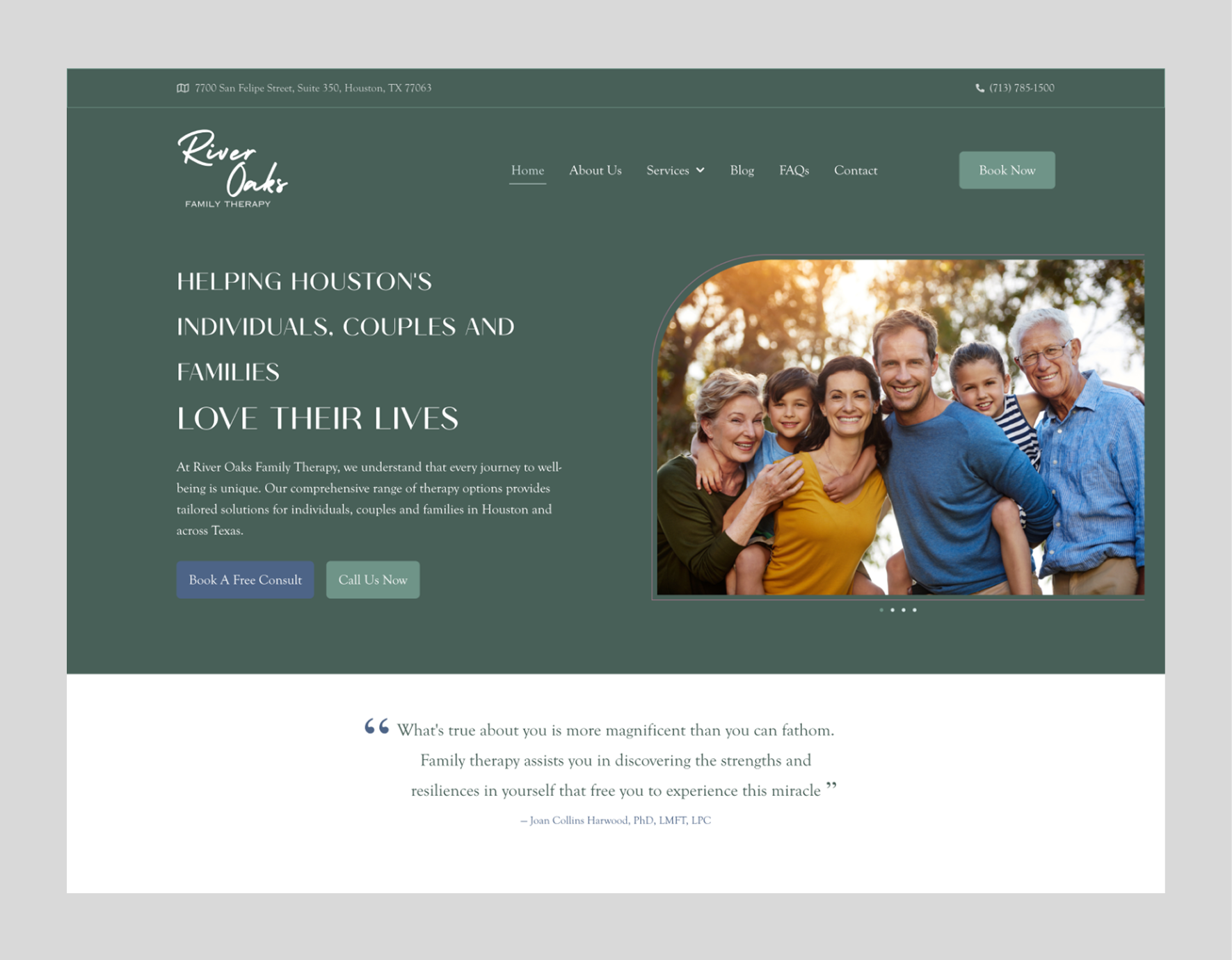 River Oaks Family Therapy website preview